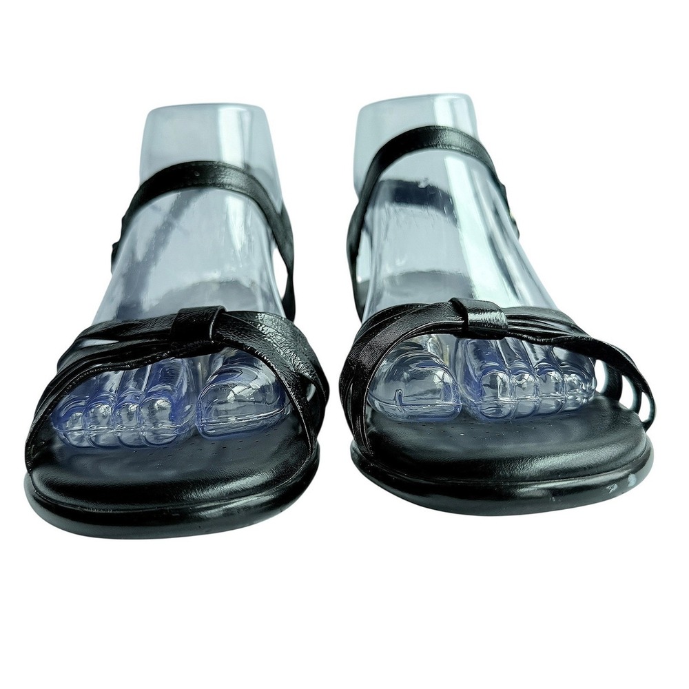 SAS Strippy Quarter Strap Wedge Sandal Black Patent Size 8.5 Narrow - Picture 7 of 16